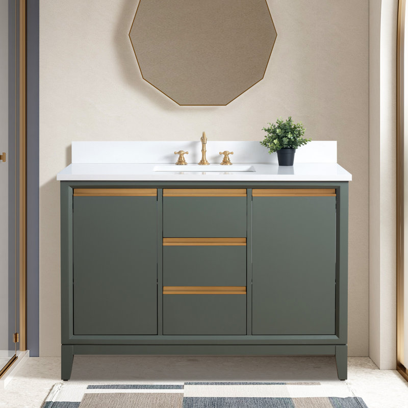 54 meuble-lavabo double avec comptoir 54, Vert rétro, 48", Simple