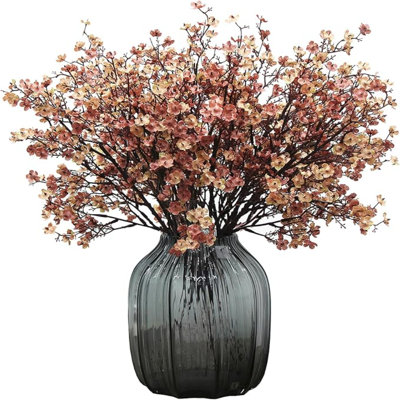JAKY-Global Babys Breath Silk Artificial Flowers 12 Bundle European Fake Plants Farmhouse Decor Fall Decoration Bouquets DIY Home Garden (Beige Brown-12Pcs)