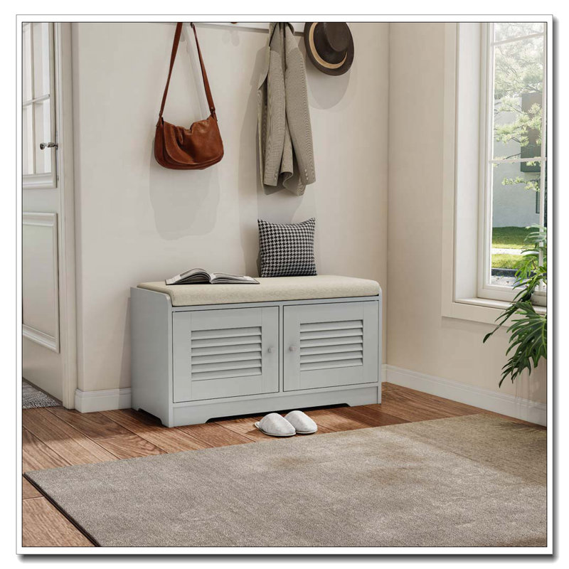 Banc de rangement à chaussures 28,74 "avec armoire 2 portes