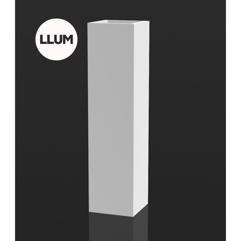 Cube - Square Resin Tower Pot Planter - White LED -Ice, 31.5" H x 7.75" W x 7.75" D
