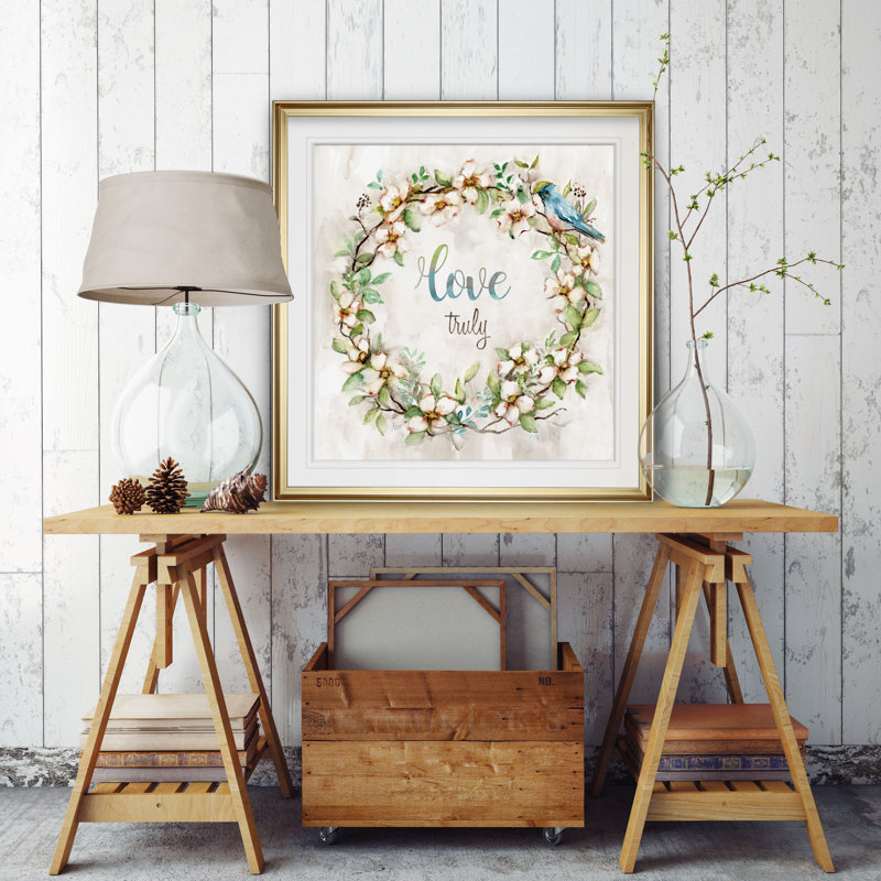 « love vraiment », impression, H 17,5 po x l 17,5 po x P 1,5 po, Cadre doré