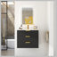 Armoire flottante murale 24 po avec tiroir double, petit lavabo de salle de bain rectangulaire flottant avec trou de robinet simple et trop-plein, armoire de salle de bain moderne avec lavabo en céramique-1581274327