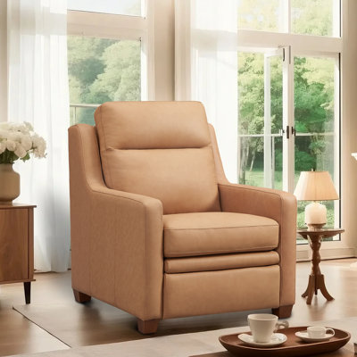 Fauteuil inclinable électrique 32 po en cuir véritable avec paroi zéro et repose-pieds dissimulés