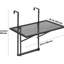 Table de balcon suspendue pour rampe de patio 48 x 61 cm, acier inoxydable, résistant aux intempéries, charge maximale de 22,7 kg, modèle pliable peu encombrant, à fixer sur une rambarde extérieure en métal, montage facile