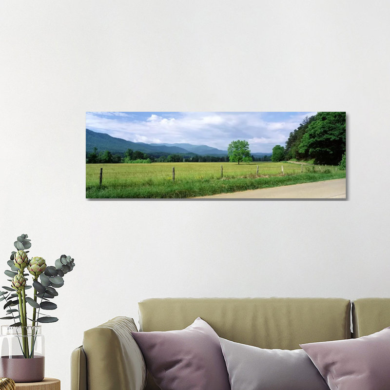 Valley Landscape, Cades Cove, Great Smoky Mountains National Park, Tennessee, USA 1 Piece Wrapped Canvas Panoramic Painting