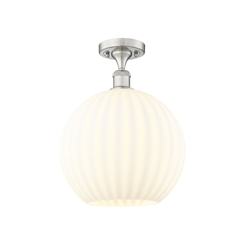 Plafonnier semi-encastré 1 lumière Ballston - Adriao, Nickel satiné brossé, H 14,75 po x l 12 po x P 12 po