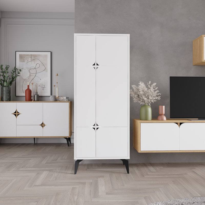 Alpers 6-Door Storage Cabinet High-Quality Engineered Wood Versatile Design, White