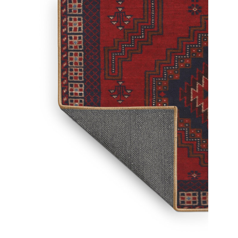 Tapis traditionnel mehroon/noir/bleu Jiyeon, Rectangle 2 pi x 3 pi