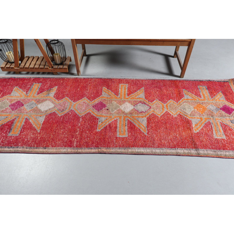 Tapis de couloir vintage rouge Herki en rouge pour le bureau, la cuisine, le couloir et les escaliers - Produit 8678
