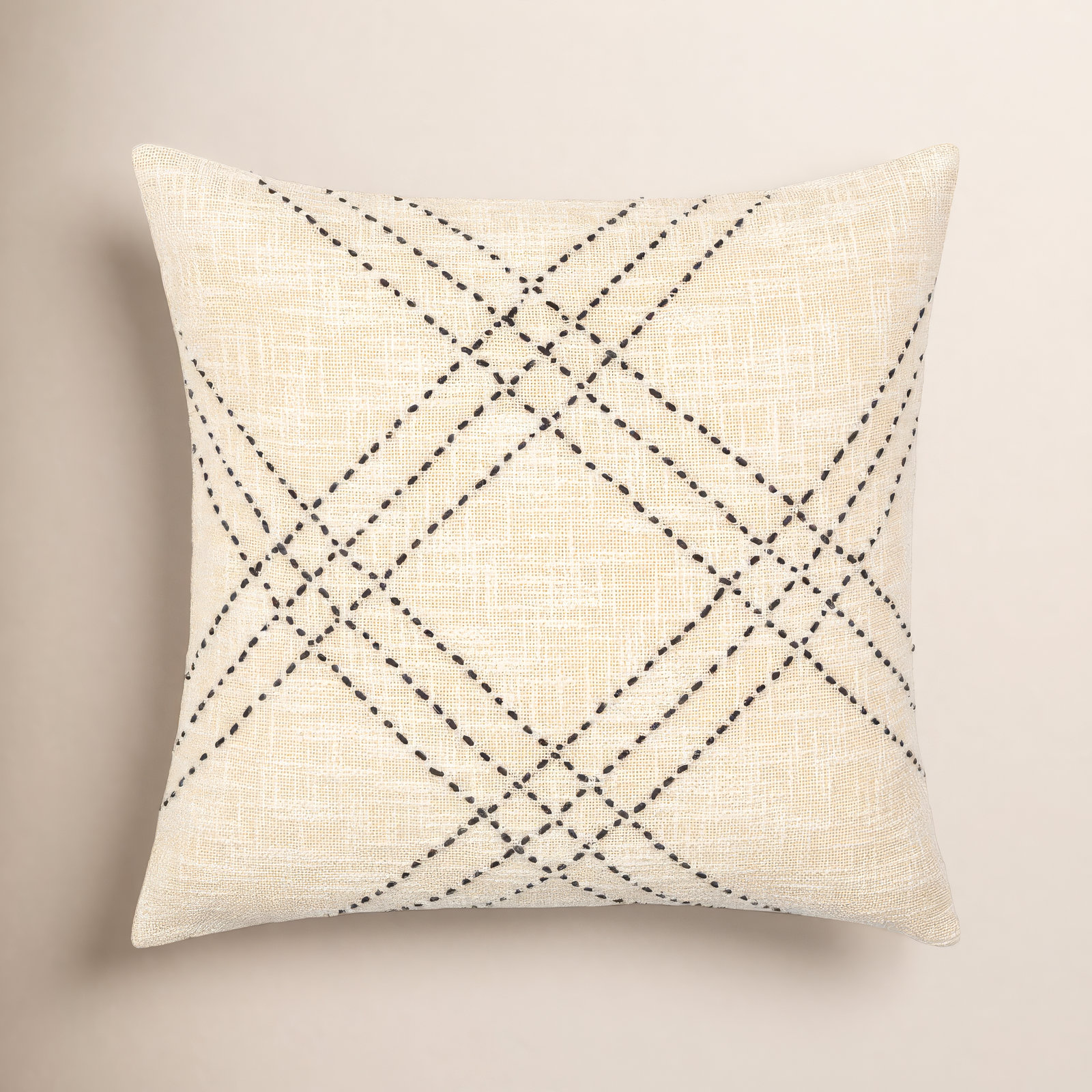 Frida Embroidered Cotton Throw Pillow, 22" x 22"
