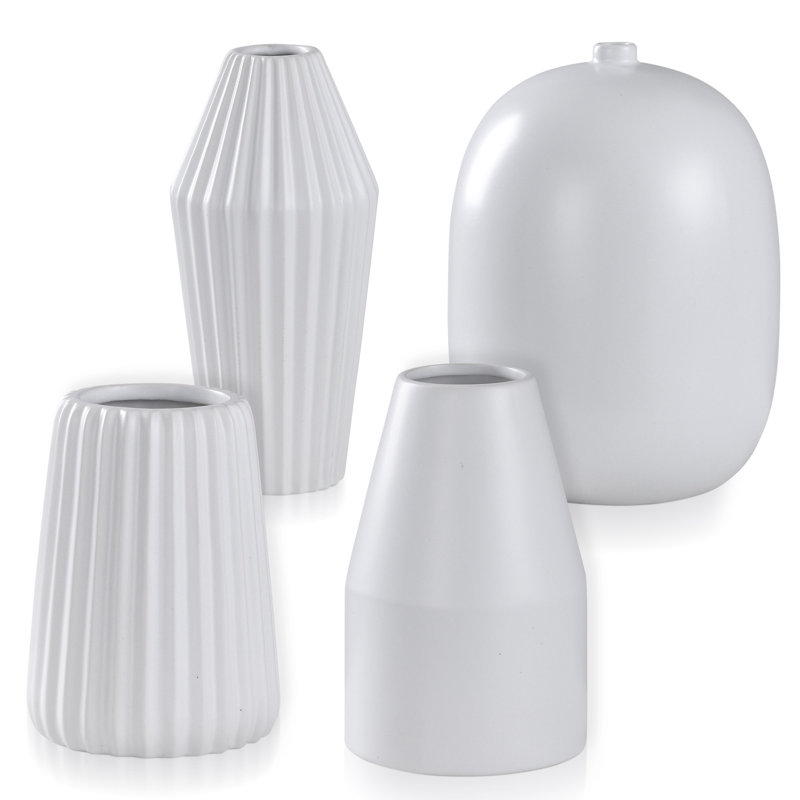 Deadwyler Ceramic / Porcelain Table Vase, Matte White