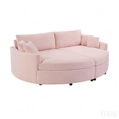 Oversized Double Chaise Lounge Sofa 102.3" Sofa Bed Upholstered Loveseat Sofa Couch With Deep Seat And Usb Ports For Living Room, Pink
