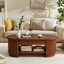 Table basse Mid-Century moderne ovale avec tiroirs, table basse avec rangement à 2 niveaux pour salon-1873396129