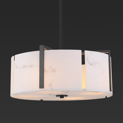 Lustre tambour 4 lumières albâtre naturel