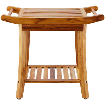 Teak Shower Bench 22 x 14.4 x 18.5 in Wood Shower Stool Chair for Bathroom