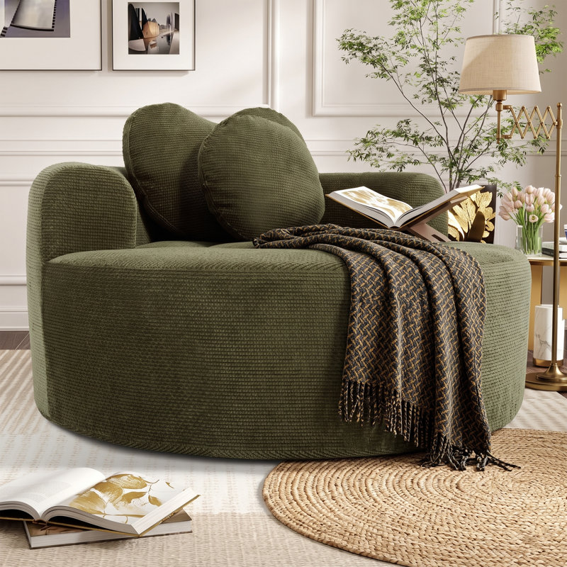Canapé-lit rond à nuage avec aucun assemblage requis, lit de jour moderne avec 3 coussins, Vert