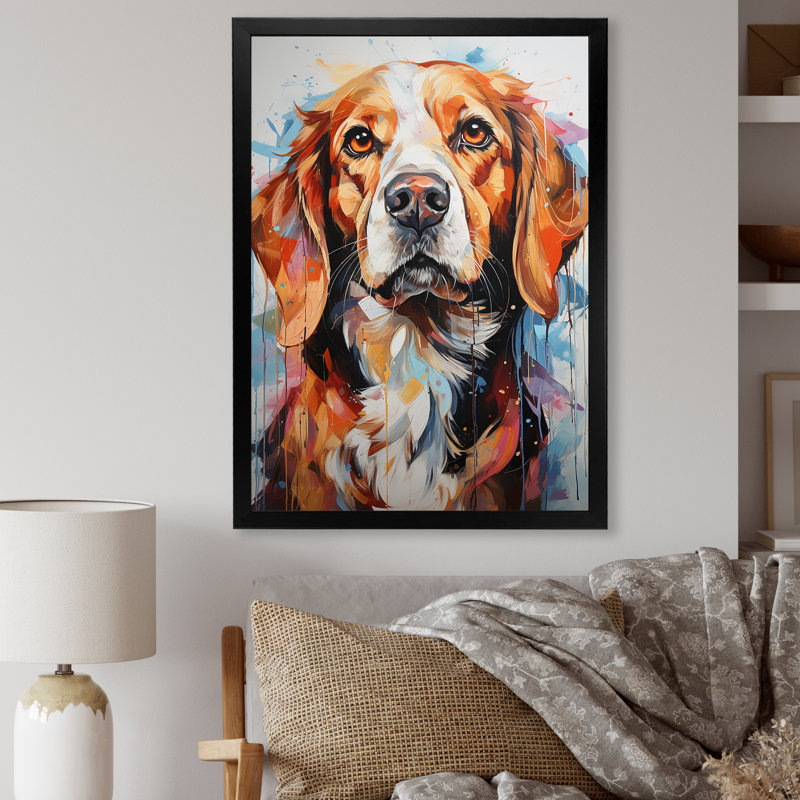 Beagle Bliss I sur impression sur toile, H 32 po x l 16 po x P 1 po, Cadre simple noir