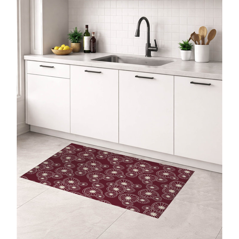 Tapis de cuisine à profil bas, Rectangle 4' x 6', Wine Floral