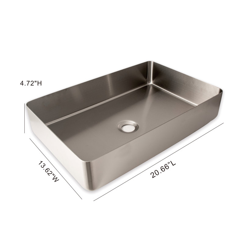 Selected 13.62'' Stainless Steel Square Bathroom Sink, Steel