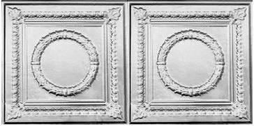 Victorian 48.5'' L x 24.5'' W Tin Drop-In Ceiling Tile In Shiny Silver Chelsea Decorative Metal Co