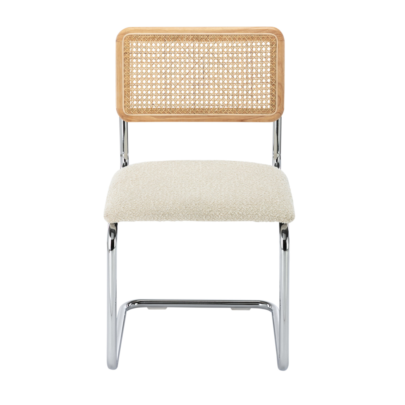 Walsh Boucle Side Chair, White Boucle, Chrome