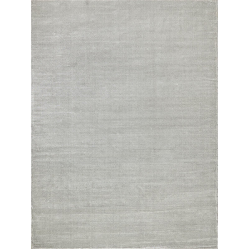 Velutto Modern Handmade Silky Nylon, Light Silver Area Rug, Rectangle 4' x 6'