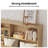 Farmhouse Bed Frame with Bookcase Headboard & 4 Storage Drawers - Rustic Wooden Platform Bed with LED Lights , No Box Spring Needed-177192654-181285278