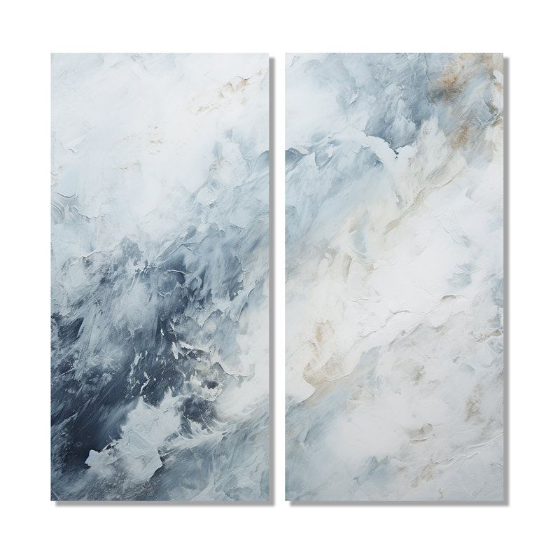 Art mural bleu surdimensionné bleu et blanc, 40" H x 40" W, Does Not Apply, Framed Wrapped Canvas