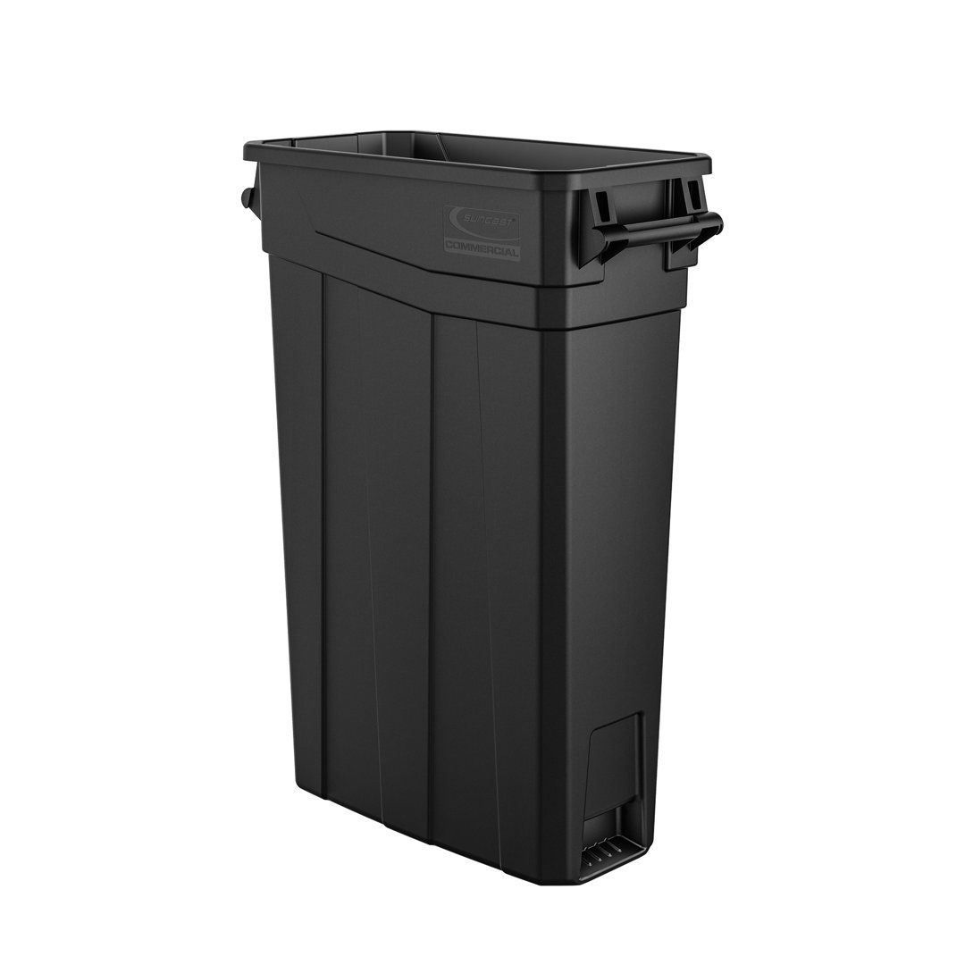23-Gallon Commercial Grade Indoor/Outdoor Resin Discrete Slim Trash Can Suncast Commercial 