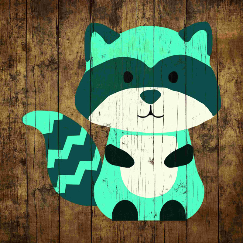 Racoon en bois, H 12 po x l 12 po x P 1,25 po
