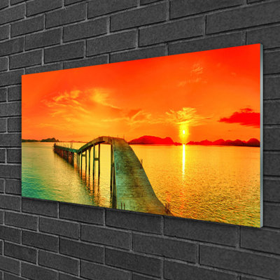 Architecture Bridge Sea 1 Piece Wall Art on Glass