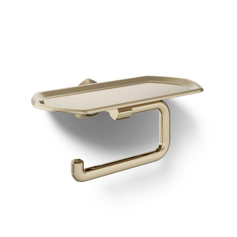 Occasion Toilet Paper Holder With Tray, Vibrant French Gold