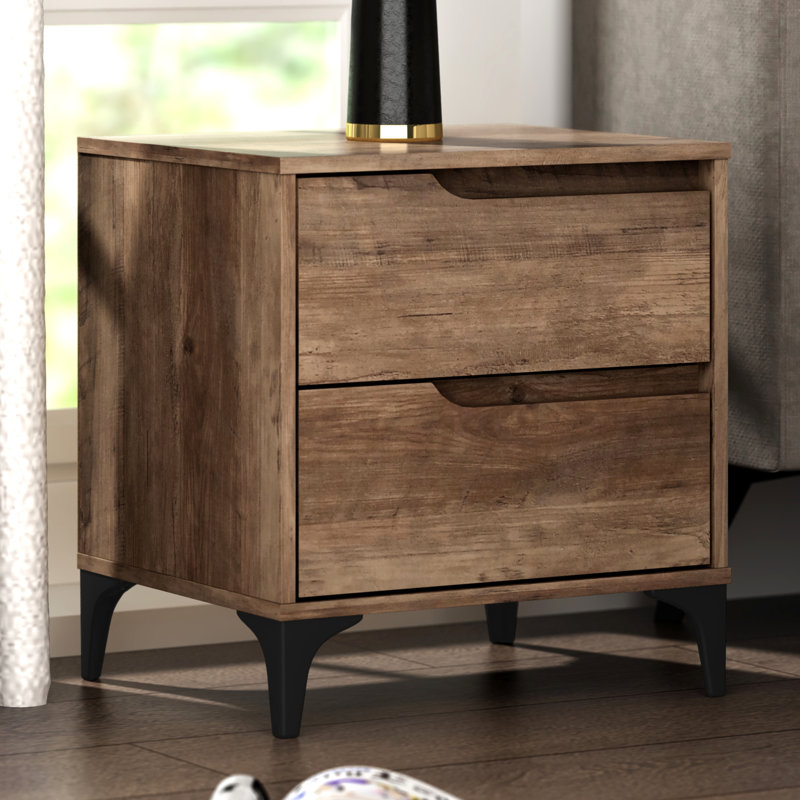 Norcross 20" 2 Drawer Nightstand, Dark Brown