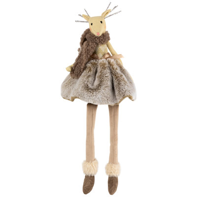Figurine de Noël de renne assise avec des jambes pendantes - 18 po