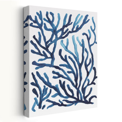 Blue Sea Coral II - coquillages côtiers et art corail abstrait aquarelle