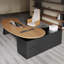 Bureau de direction courbé en bois massif avec tiroirs Nut-brown-489605049-489605051