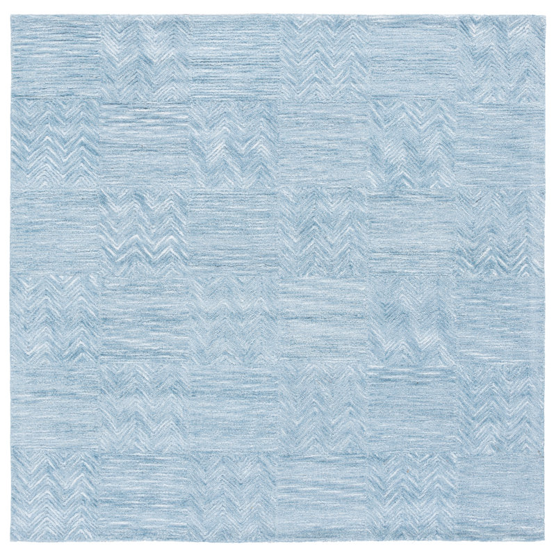 Soho 180 Hand Tufted Viscose/Wool Geometric Rug in Light Blue, Square 6'