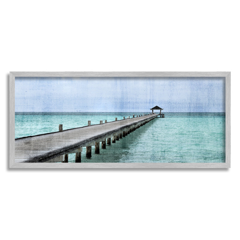 Long Wharf Beach Paradise, H 13 po x l 30 po, Estampe numérique Farmhouse