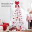 Arbre de Noël pin artificiel articulé blanc en PVC de 6 à 9 pi avec embouts de branches denses et support en métal robuste, décoration de Noël personnalisable pour le bureau à domicile et la présentation hivernale