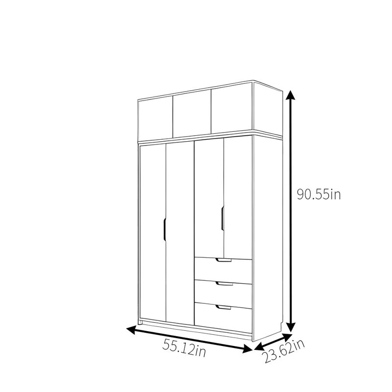 Garde-robe moderne, simple et classique, H 90,55 po x l 55,12 po x P 23,62 po