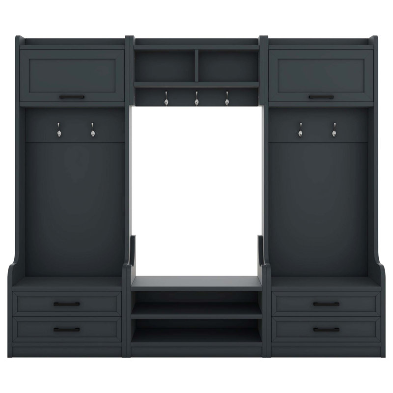 4-In-1 Detachable Hall Tree With Storage, Hooks, And Shoe Bench For Entryway Organization And Elegance