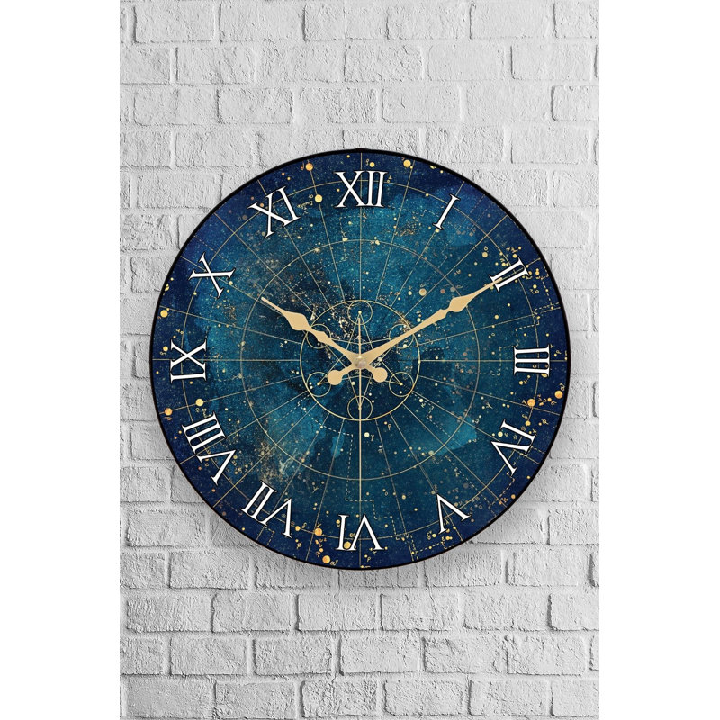 Elegant Decorative Wall Clock, 14.2 Inches Diameter | 100% Glass with 0.07 Inches Thickness, Plastic Backing | Stylish Home Decor for Living Room, Kitchen & Office Spaces | Modern Design, Silent Movement