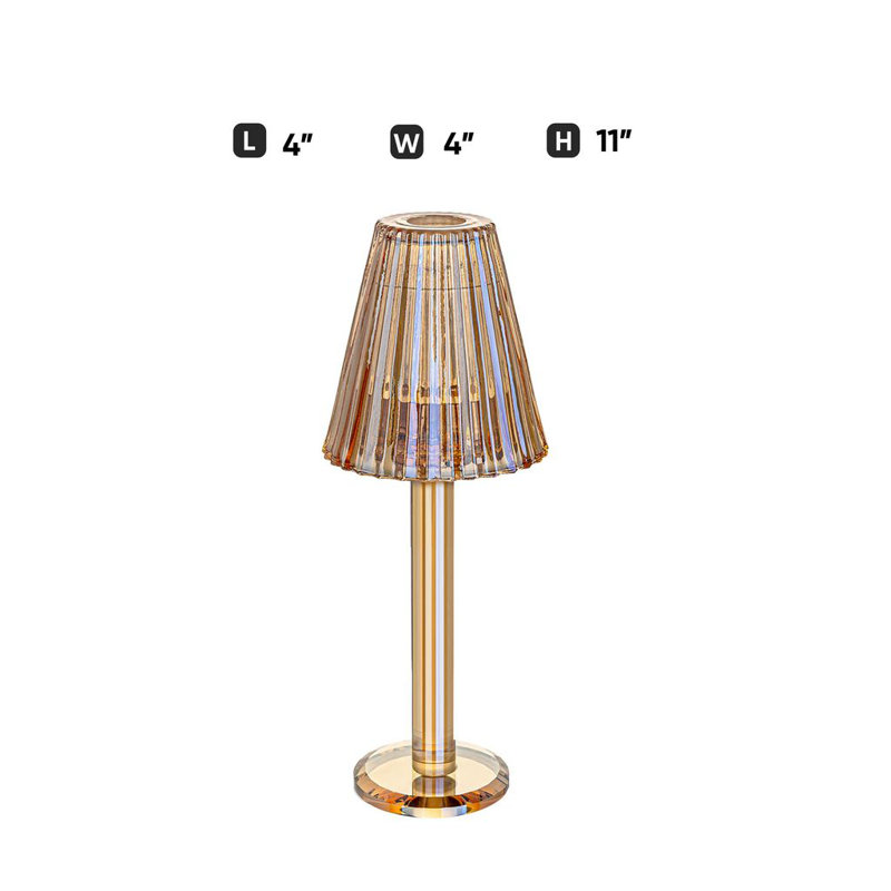 Lya 12" Crystal Glass Candle Lamp With Glass Shade, Brown