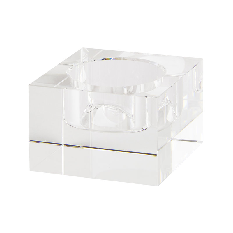 Petit porte-votive en cristal carré, H 1,5 po x l 2,25 po x P 2,25 po, Transparent