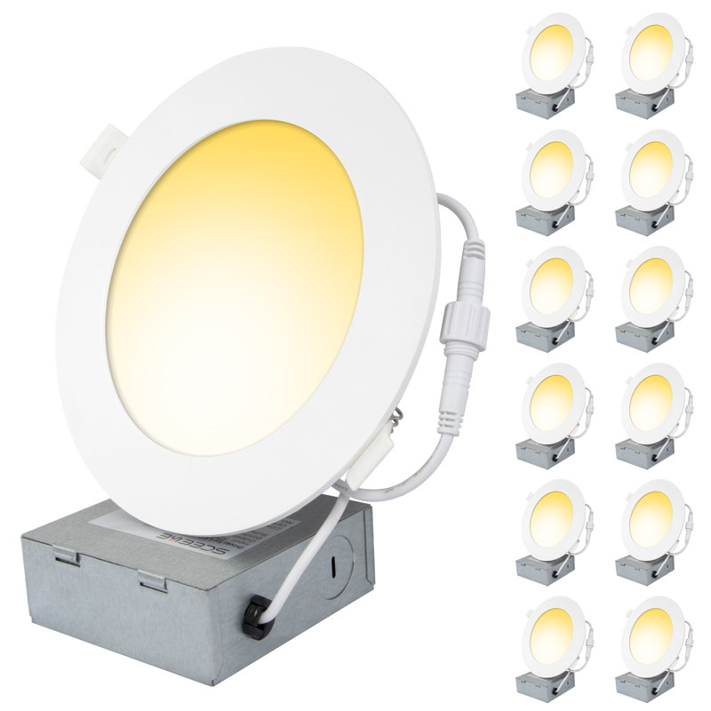 6" Led Recessed Lighting Kit Selectable Colour Temperature Dimmable Air-tight Ic Rated 12pk