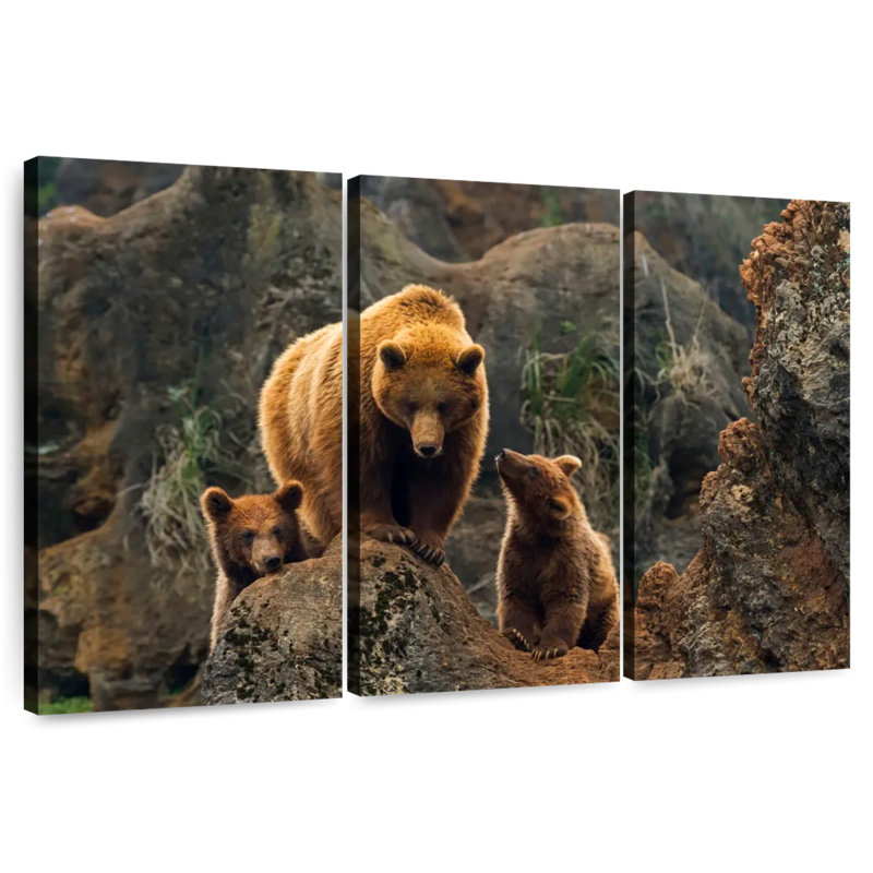 Bear And Cubs, 48" H x 74" W