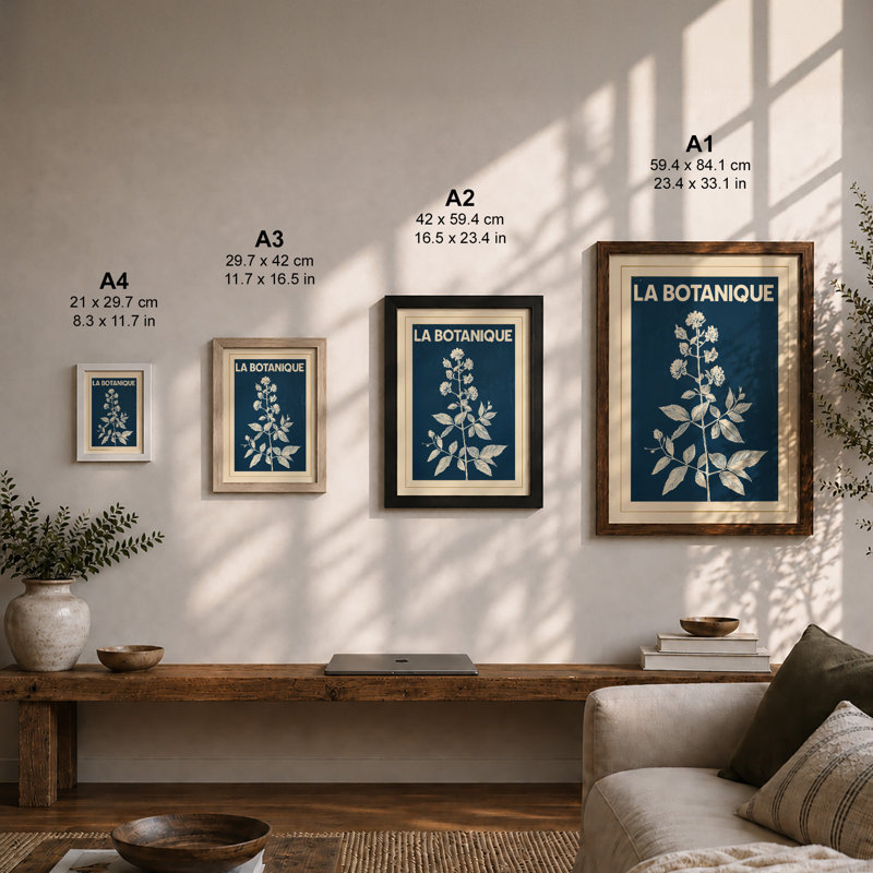 La Botanique Botanical - Framed Print, A4 - 29.7 x 21.0 cm, Walnut