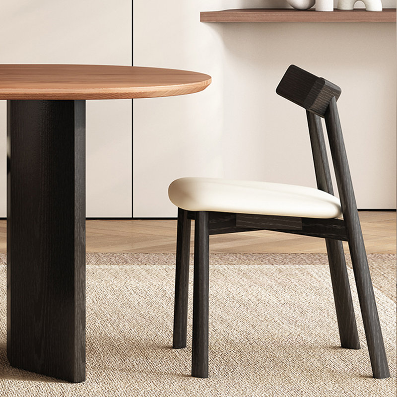 Household simple ash wood oval dining table set, 29.52"H x 62.99"L x 31.49"W