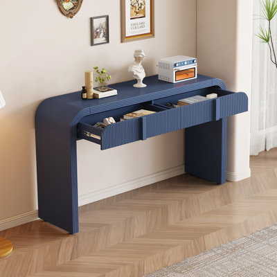Console unique et élégante avec une silhouette arrondie moderne, une surface lisse, un grand rangement et un design élégant pour divers environnements
