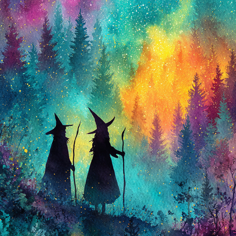 Enchanted Forest Witches Wrapped Canvas Wall Art